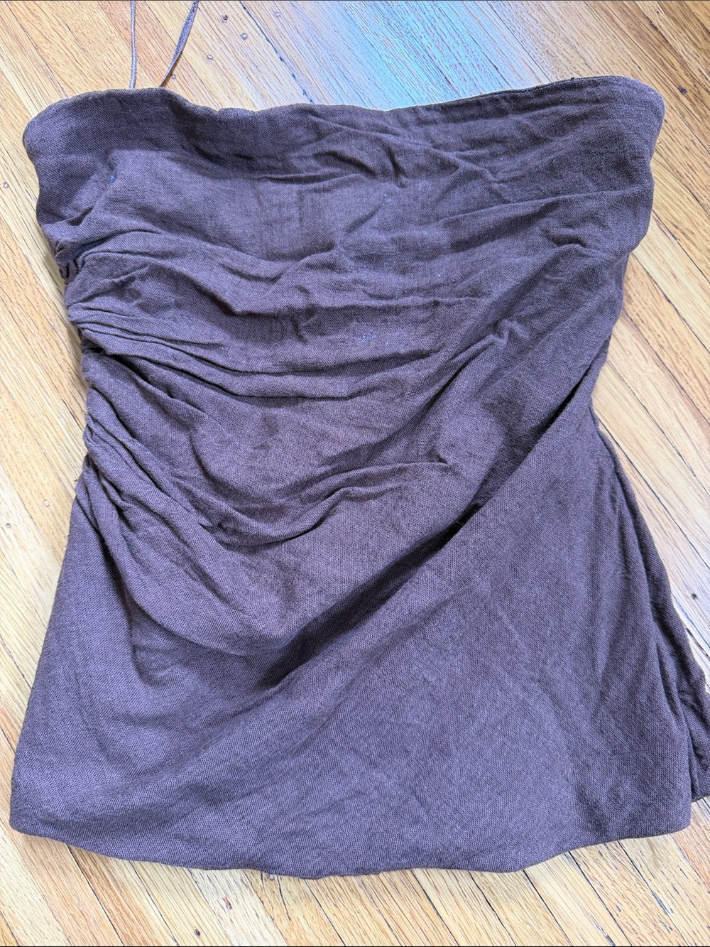 Abercrombie & Fitch Brown Strapless Ruched Top